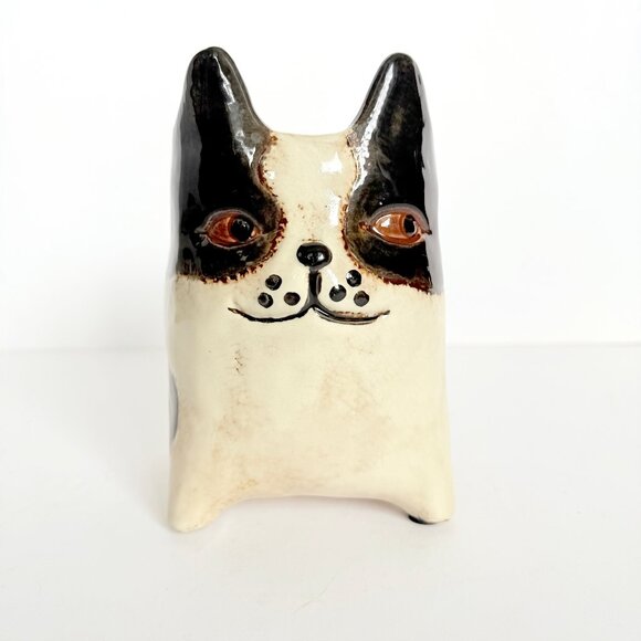 Ceramic Boston Terrier/Frenchie Pottery Planter Pot - Picture 3 of 13